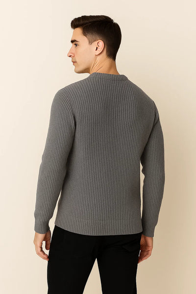 Pull Basique en Maille pour Homme – Gris
