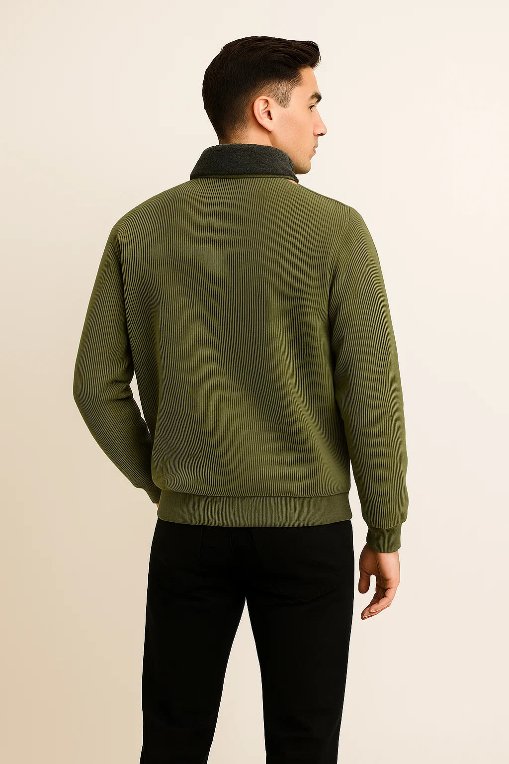 Veste en Velours Côtelé pour Homme au Style Vintage Élégant – Vert Armée