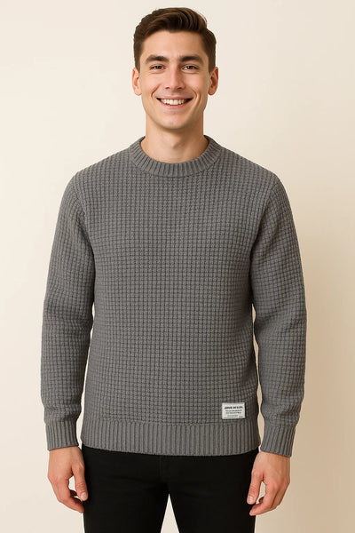 Pull Basique en Maille pour Homme – Gris