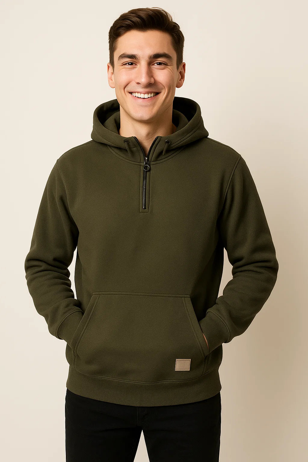 Sweat à Capuche pour Homme au Style Vintage – Vert Foncé