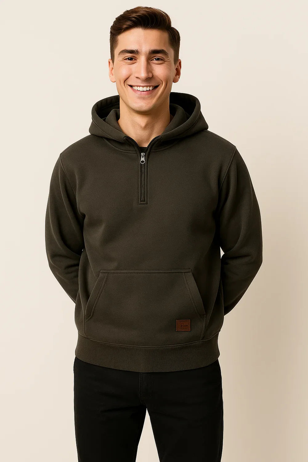 Sweat à Capuche pour Homme au Style Vintage – Gris Foncé