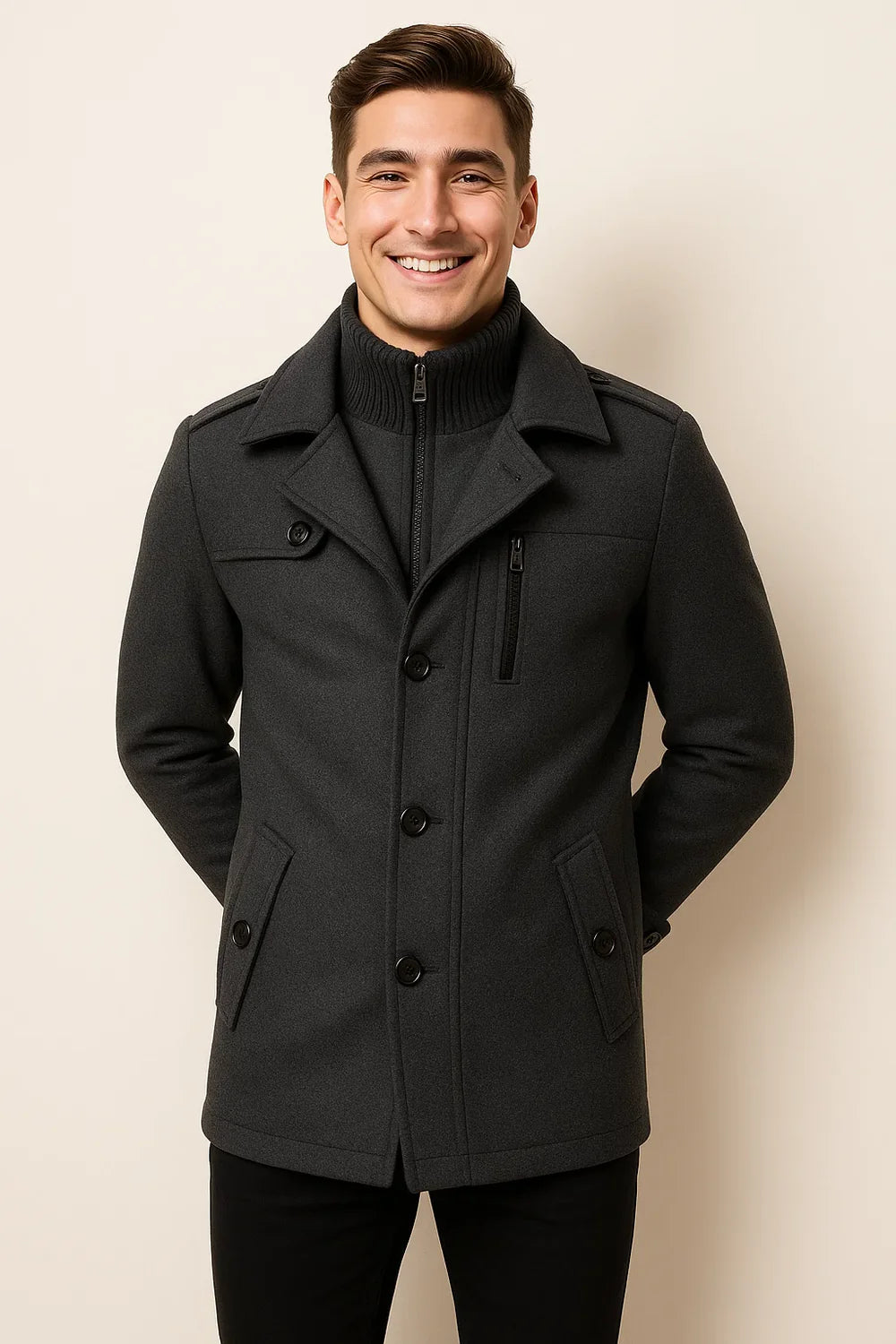 Ensemble Veste Deux Pièces Élégant pour Homme – Gris foncé