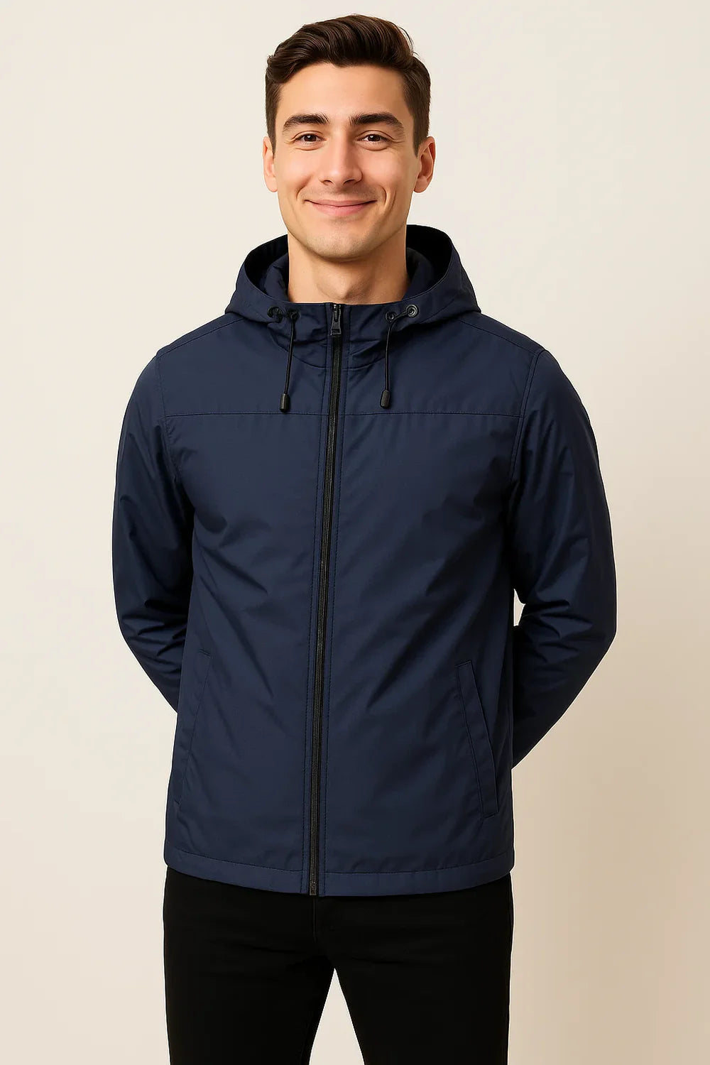 Veste d’Hiver et d’Automne pour Homme au Style Moderne avec Capuche – Bleu Foncé