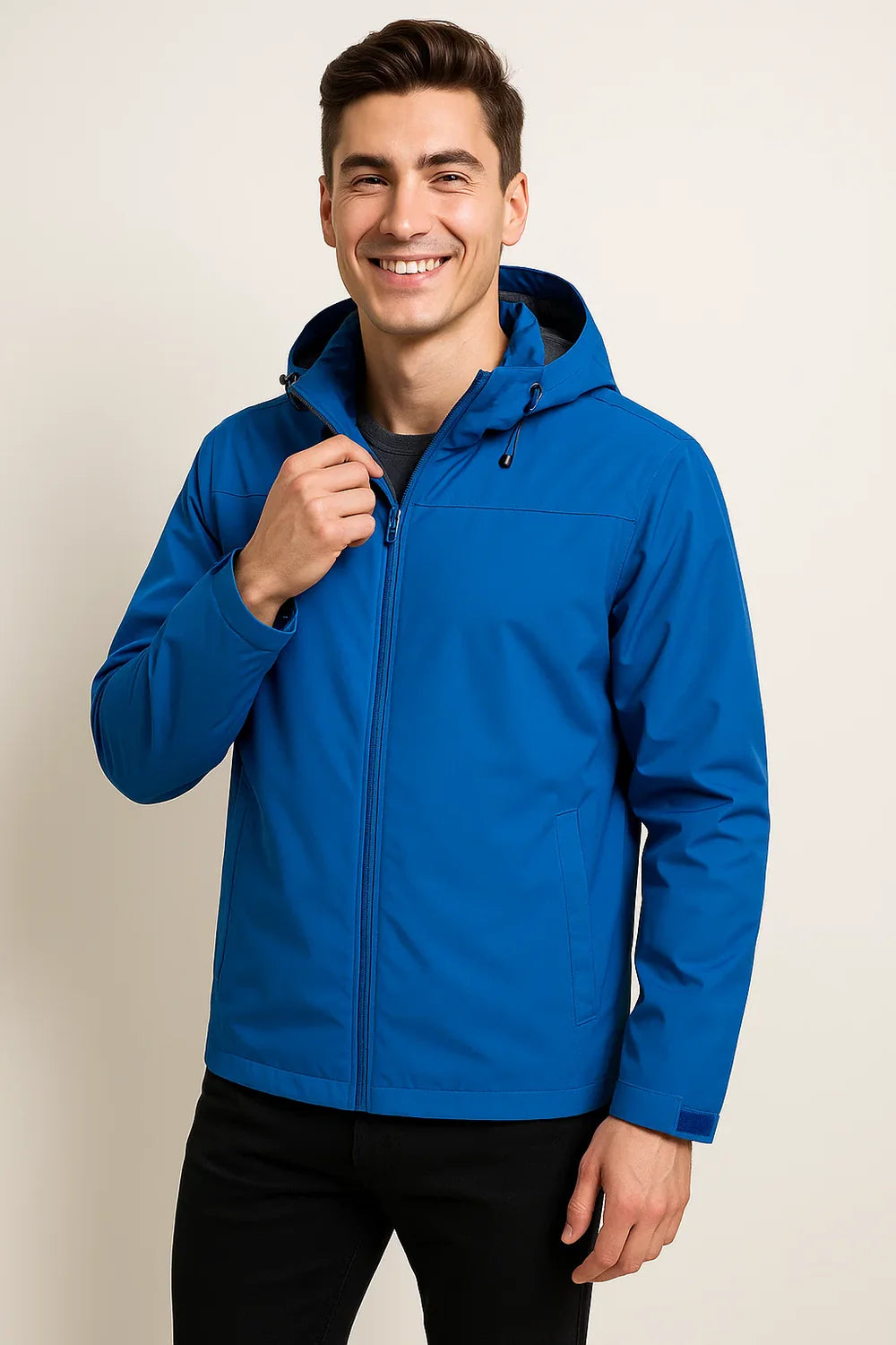 Veste d’Hiver et d’Automne pour Homme au Style Moderne avec Capuche – Bleu