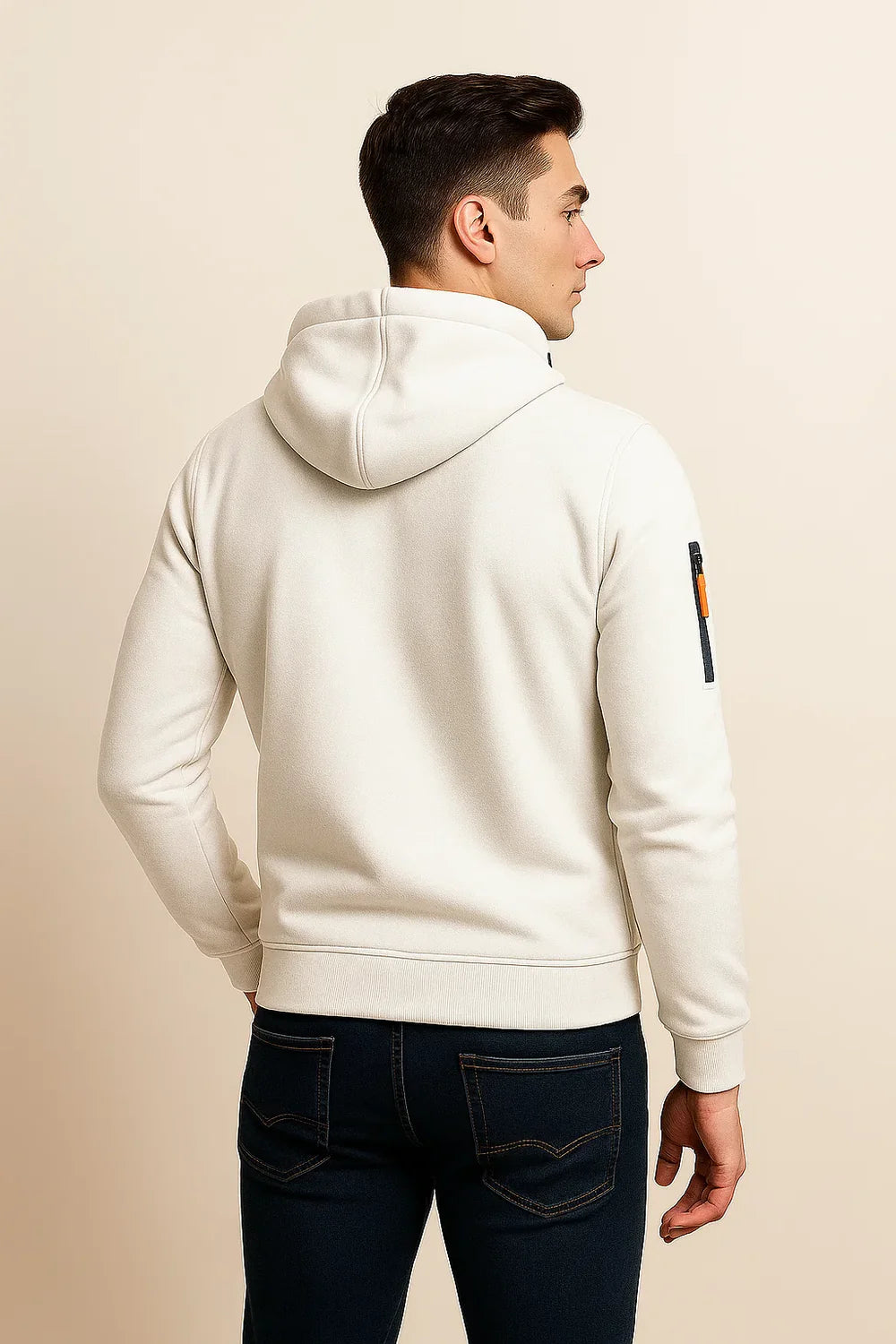 Sweat à Capuche Classique pour Homme avec Fermeture Éclair – Blanc