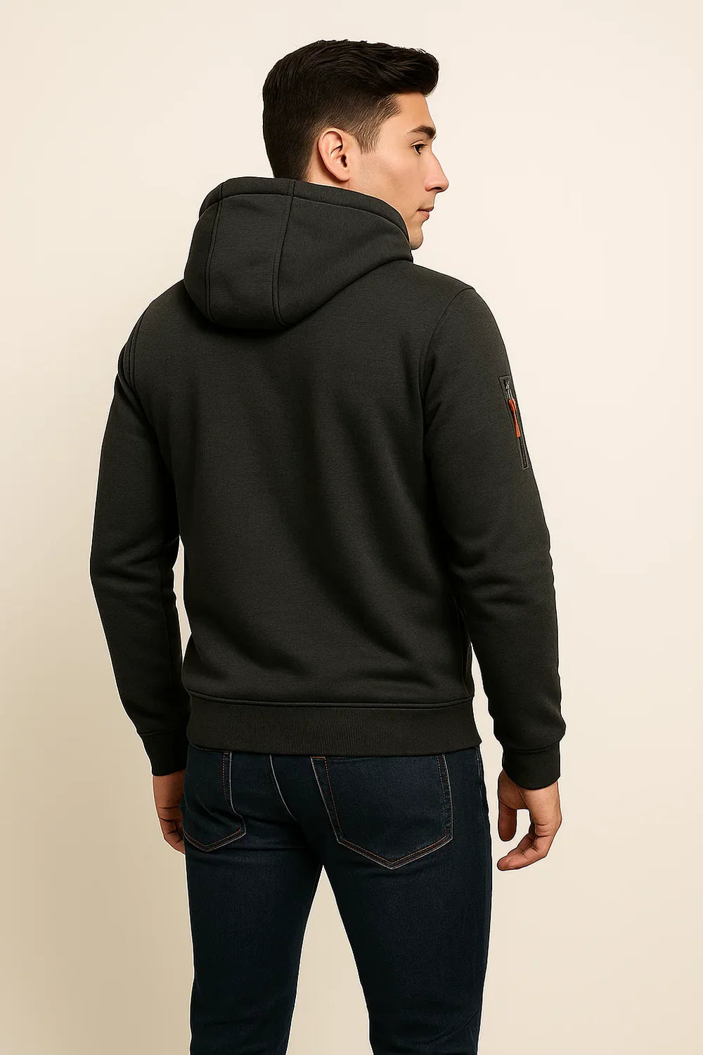 Sweat à Capuche Classique pour Homme avec Fermeture Éclair – Gris foncé