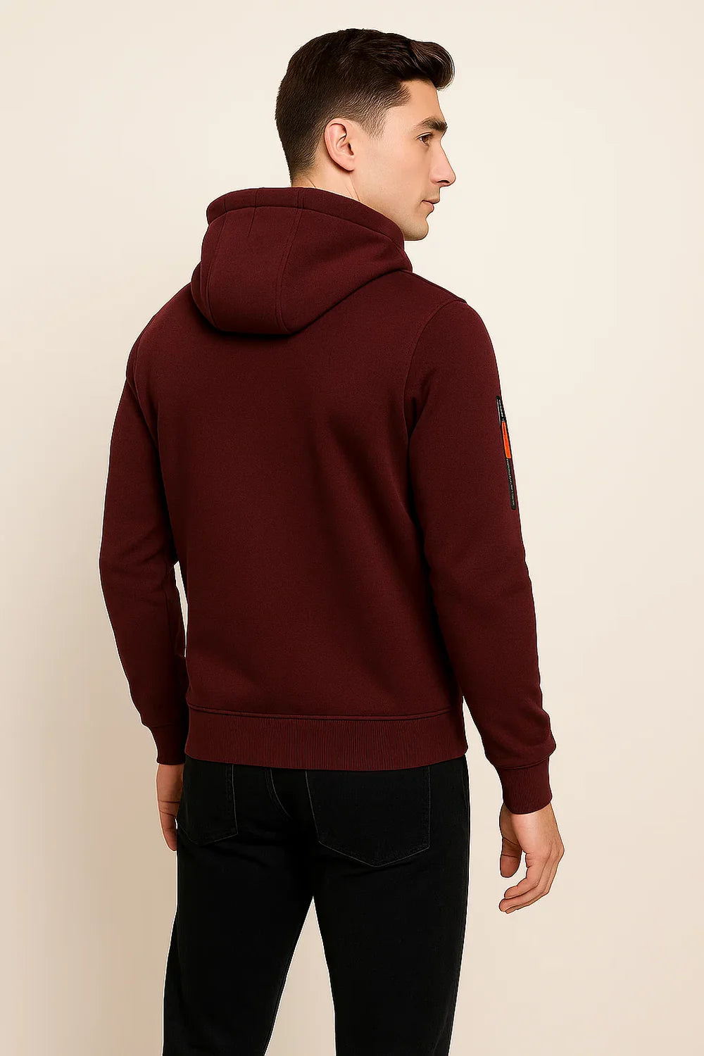 Sweat à Capuche Classique pour Homme avec Fermeture Éclair – Rouge