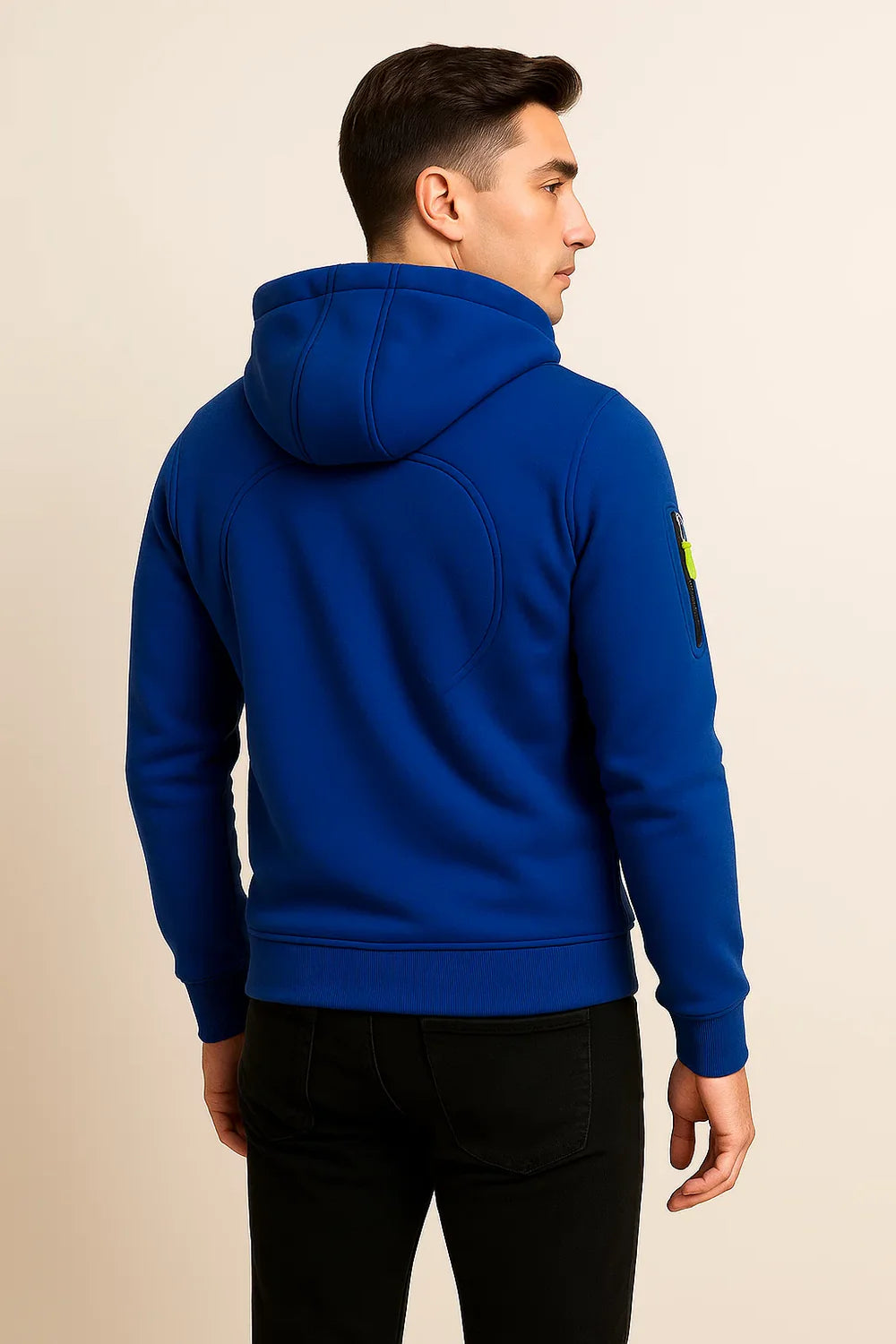 Sweat à Capuche Classique pour Homme avec Fermeture Éclair – Bleu