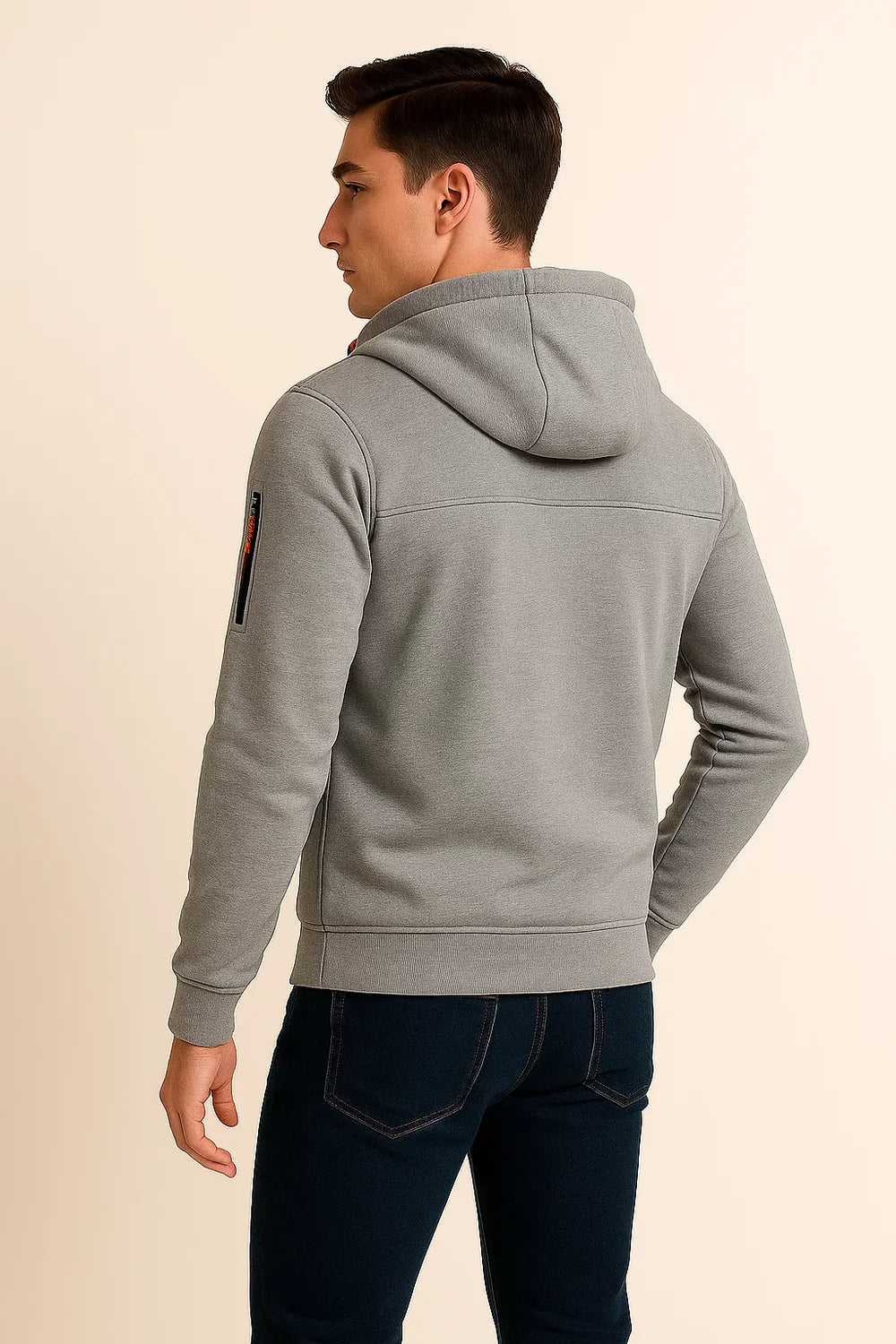 Sweat à Capuche Classique pour Homme avec Fermeture Éclair – Gris