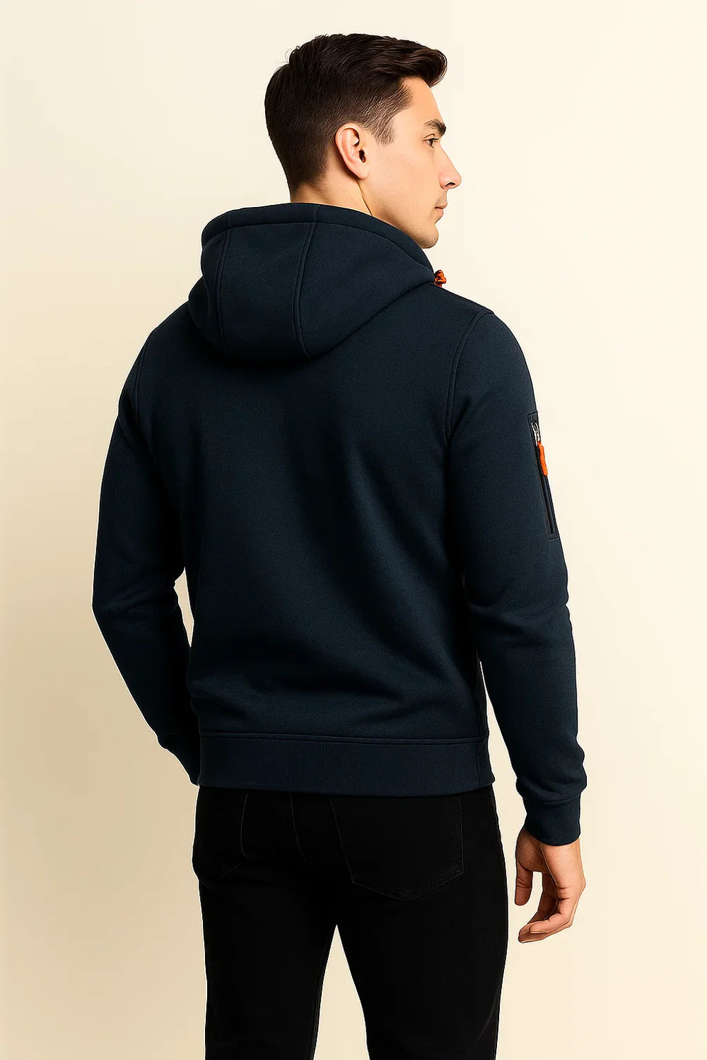 Sweat à Capuche Classique pour Homme avec Fermeture Éclair – Bleu Marine
