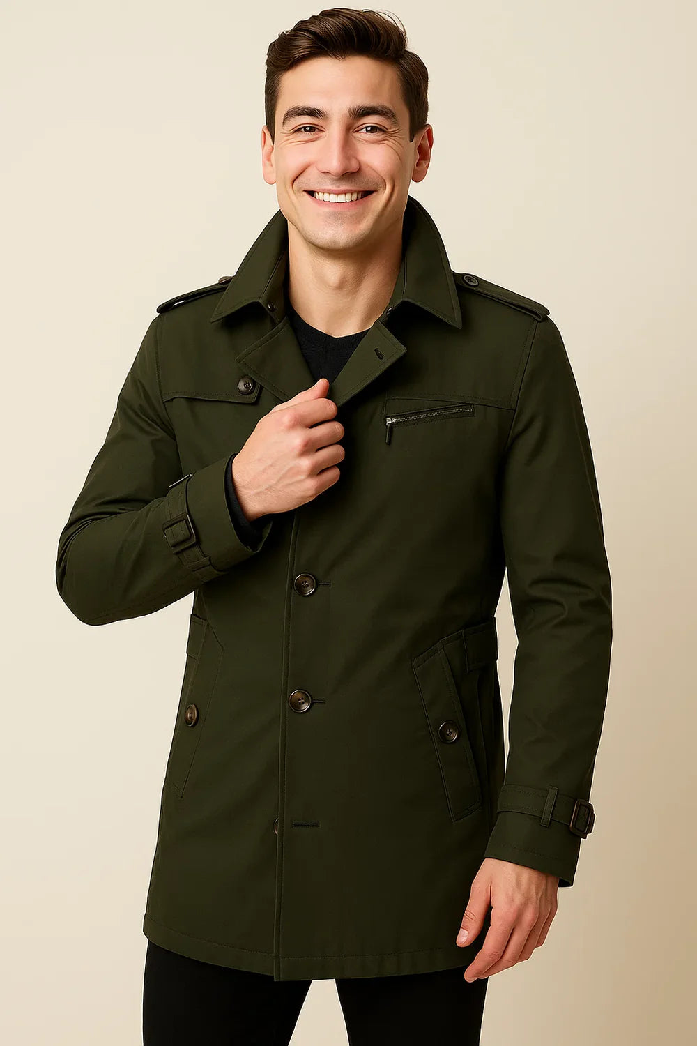 Manteau d’Hiver Homme Business Smart-Casual – Vert Foncé