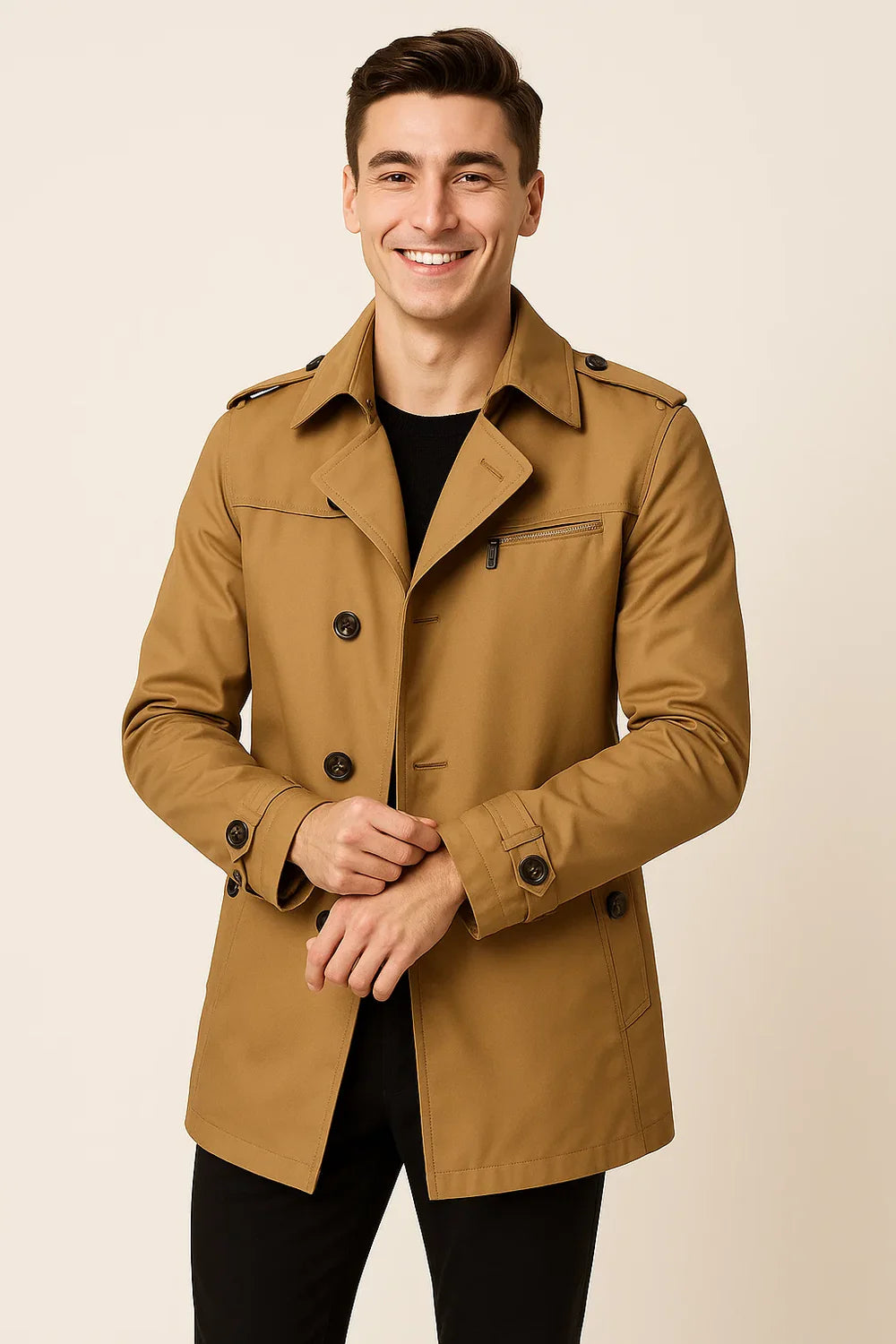 Manteau d’Hiver Homme Business Smart-Casual – Kaki