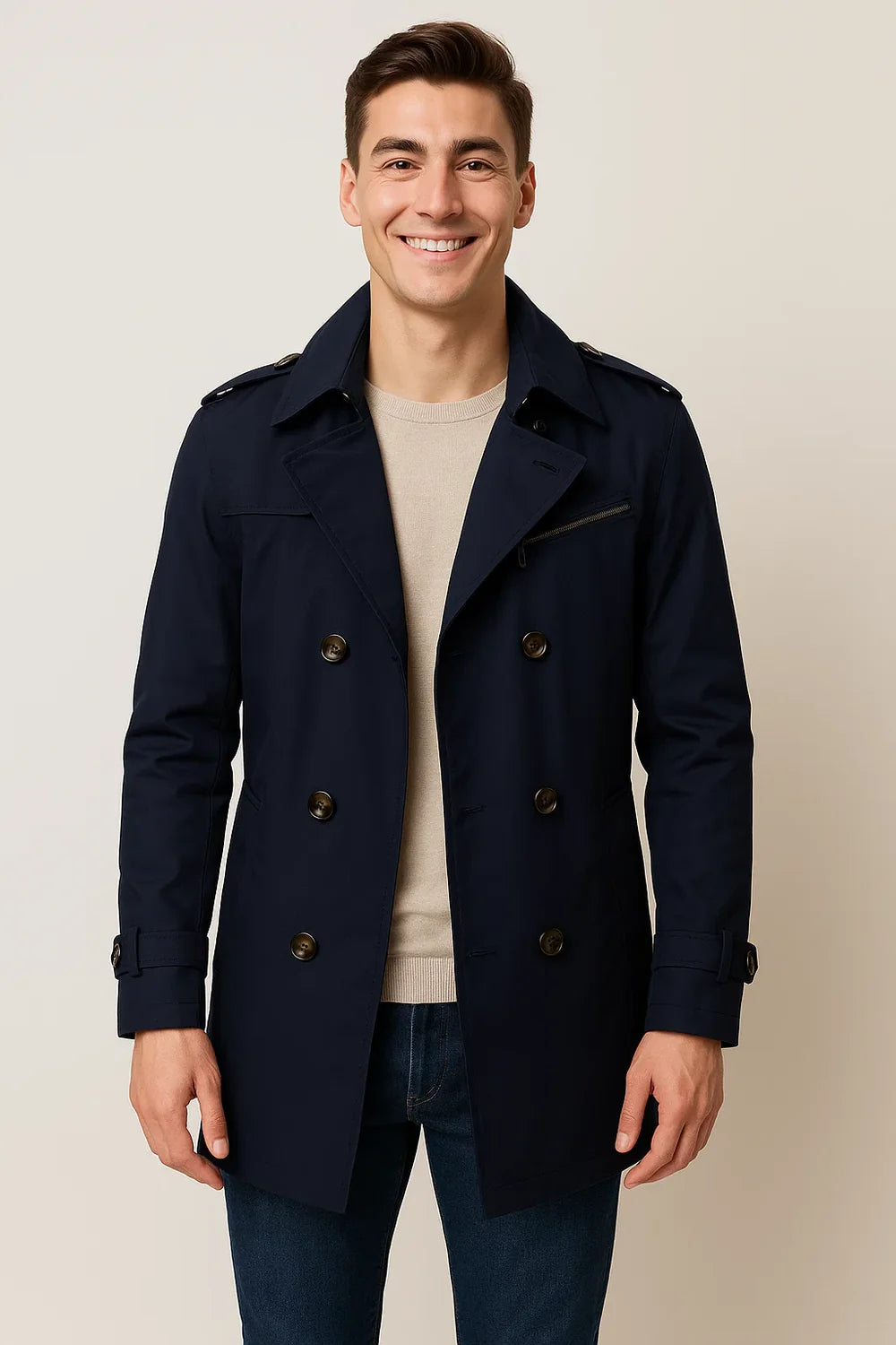 Manteau d’Hiver Homme Business Smart-Casual – Bleu marine