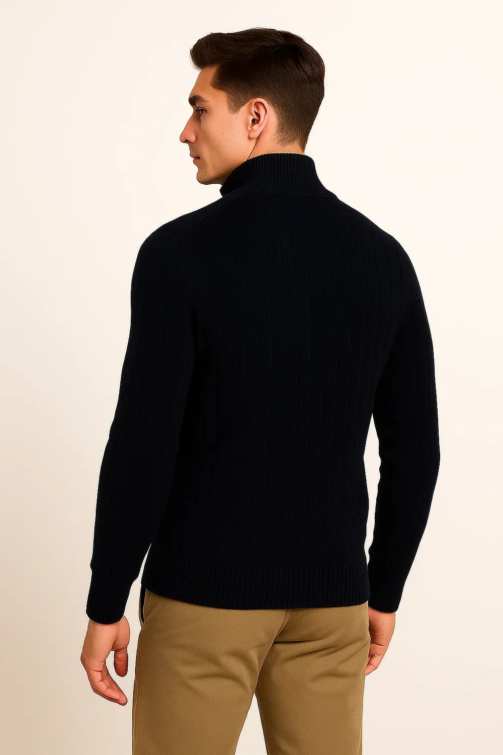 Pull à Quart de Zip en Maille Élégant pour Homme – Noir