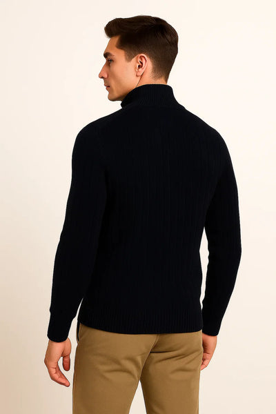 Pull à Quart de Zip en Maille Élégant pour Homme – Noir