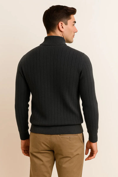 Pull à Quart de Zip en Maille Élégant pour Homme – Gris foncé