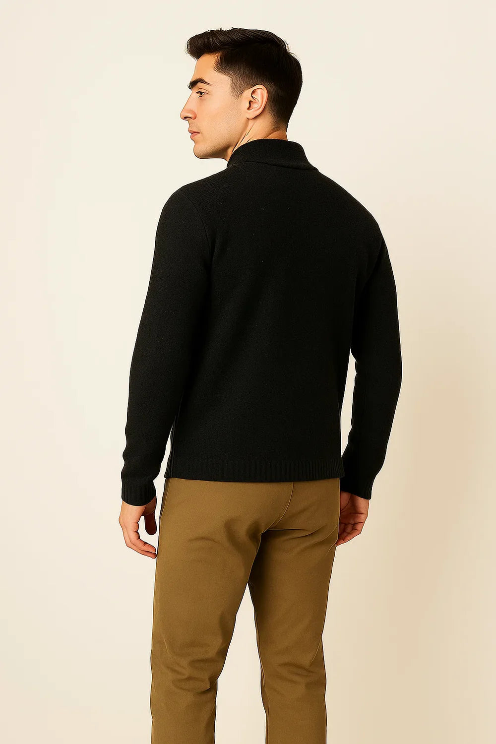 Cardigan Rétro à Boutons pour Homme – Noir