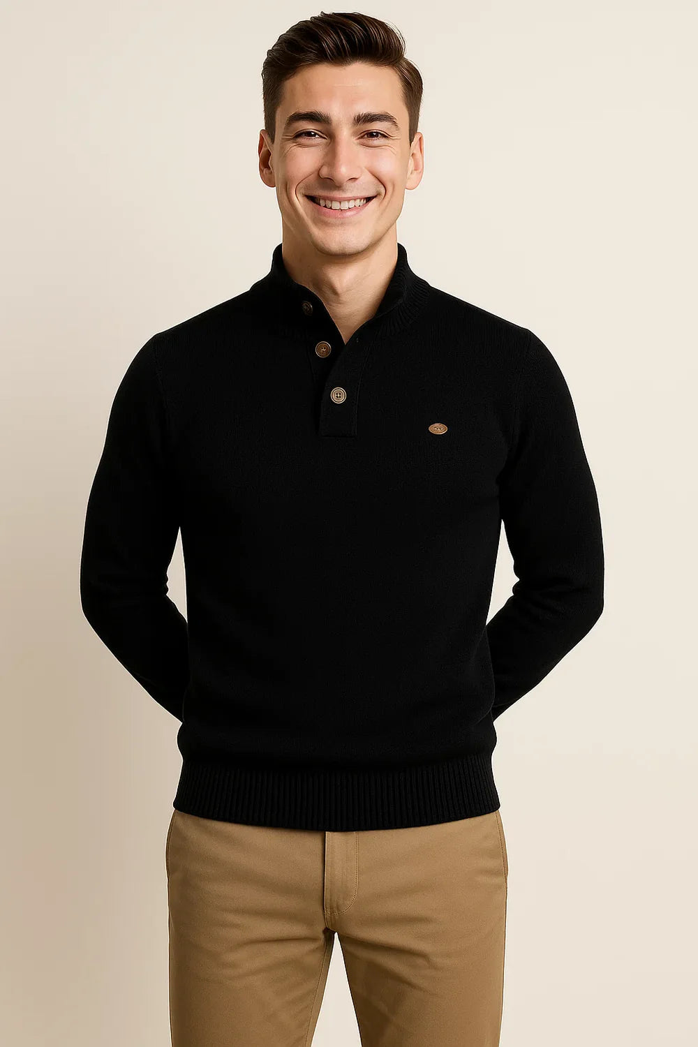 Pull Homme au Style Moderne – Coupe Ajustée – Noir