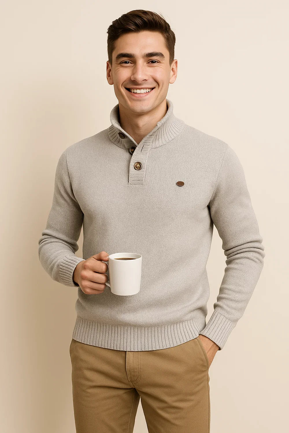 Pull Homme au Style Moderne – Coupe Ajustée – Blanc