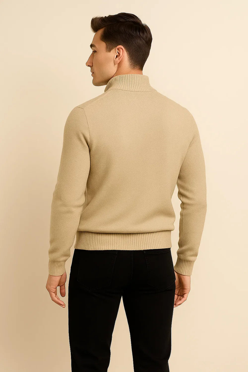 Pull Zip Tendance Smart-Casual pour Homme - Beige