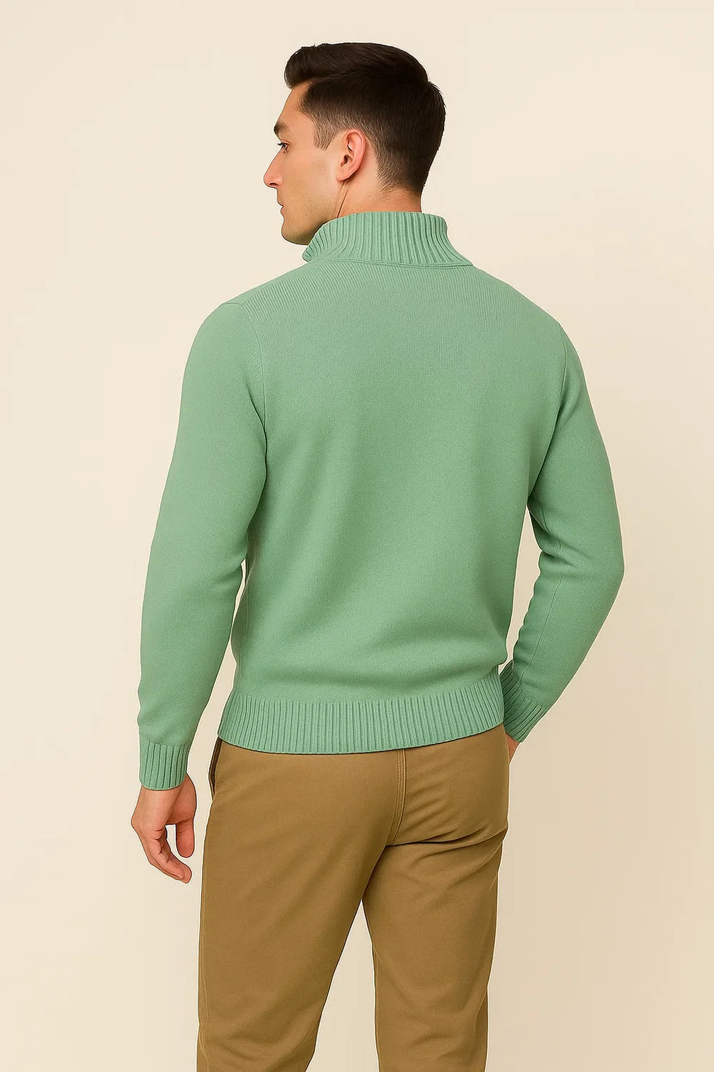 Pull Zip Tendance Smart-Casual pour Homme - Beige