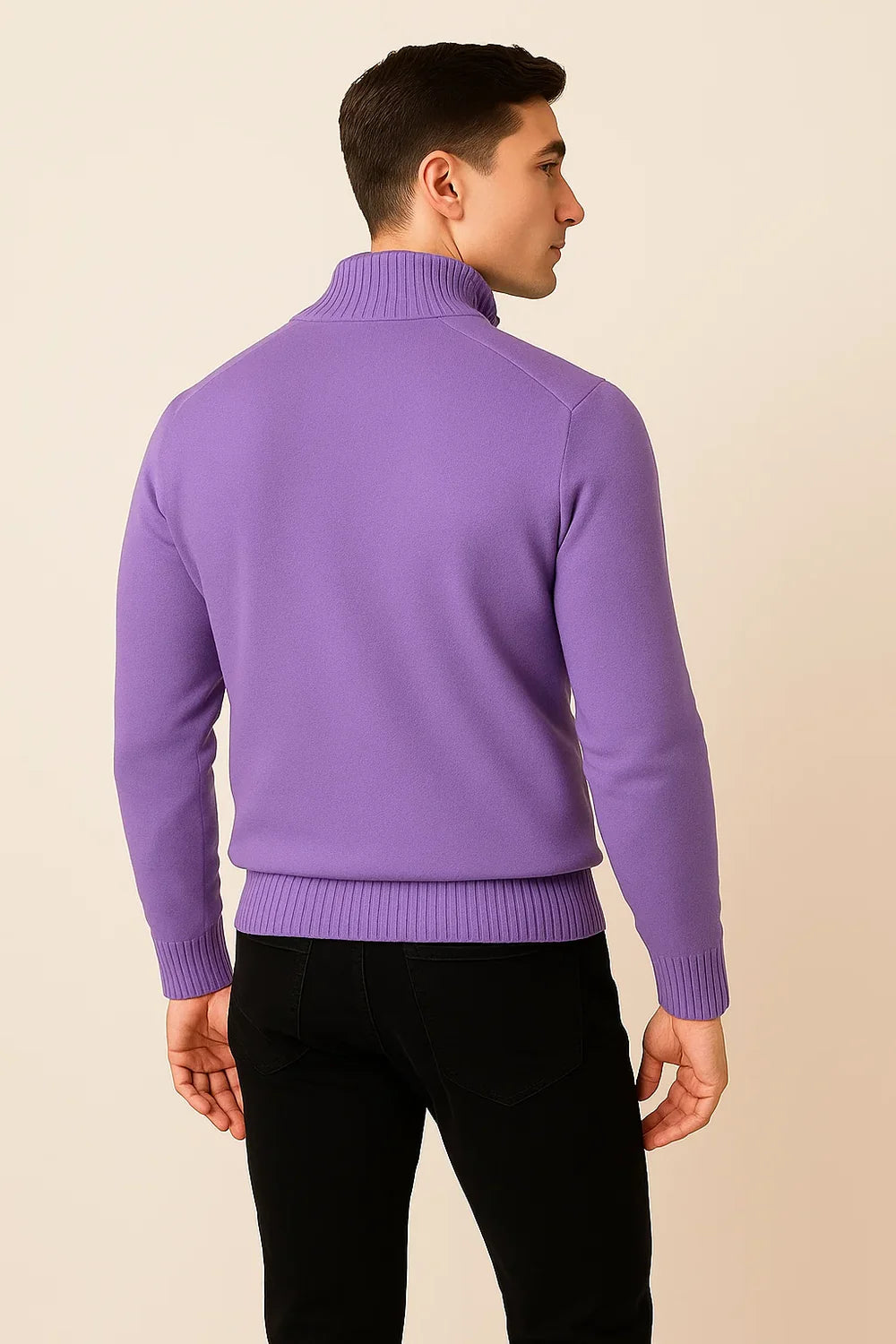 Pull Zip Tendance Smart-Casual pour Homme - Violet
