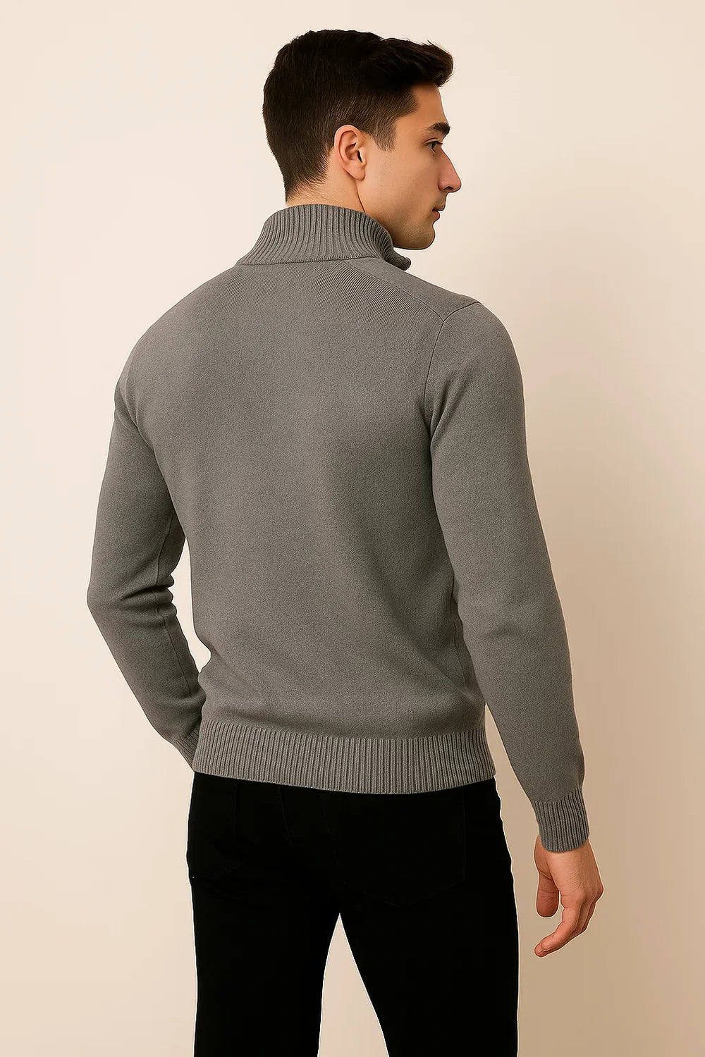 Pull Zip Tendance Smart-Casual pour Homme - Gris foncé