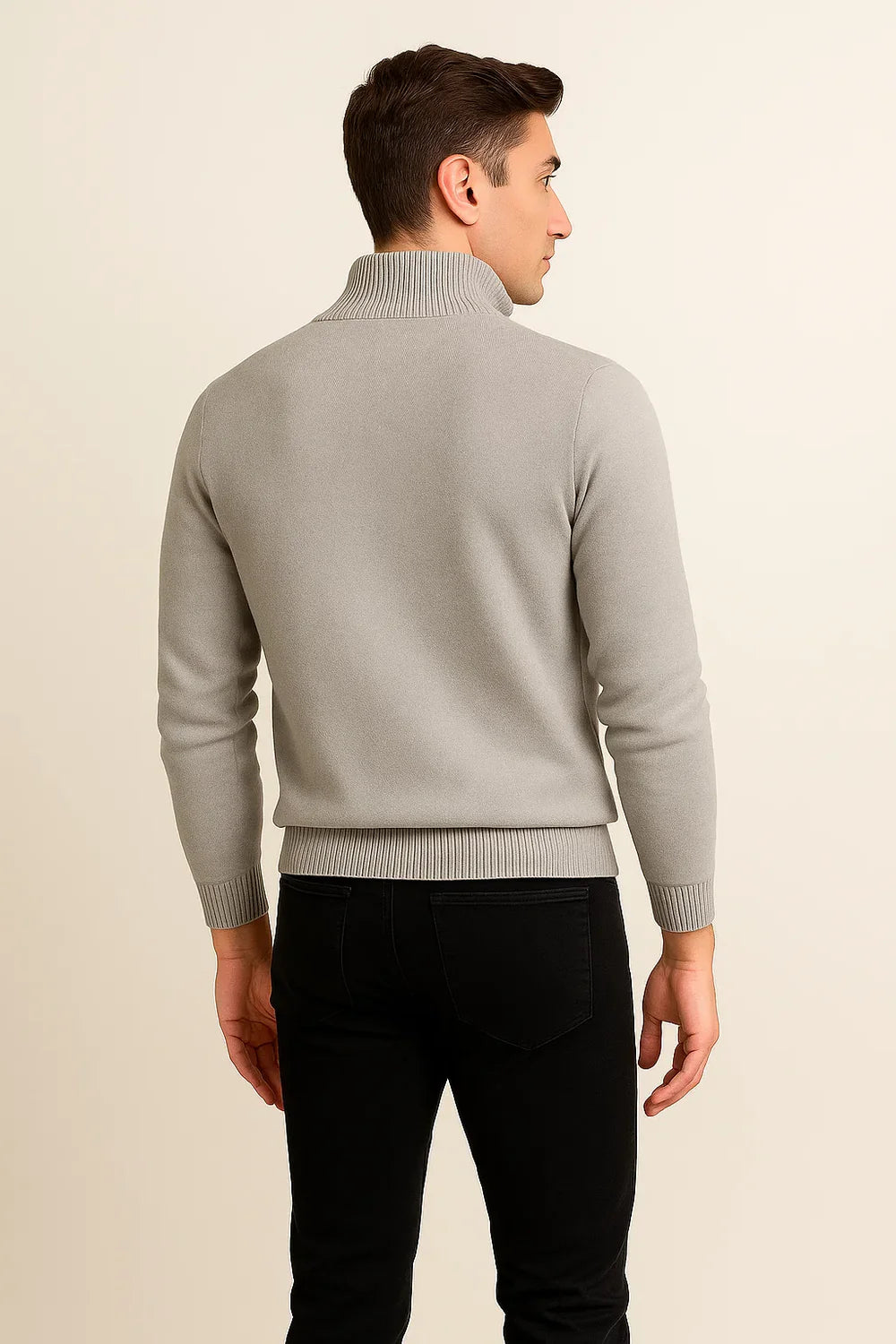 Pull Zip Tendance Smart-Casual pour Homme - Gris foncé