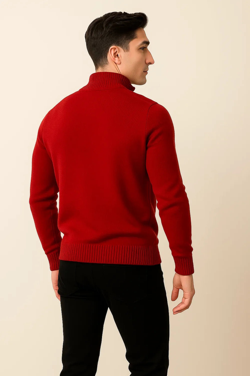 Pull Zip Tendance Smart-Casual pour Homme - Rouge