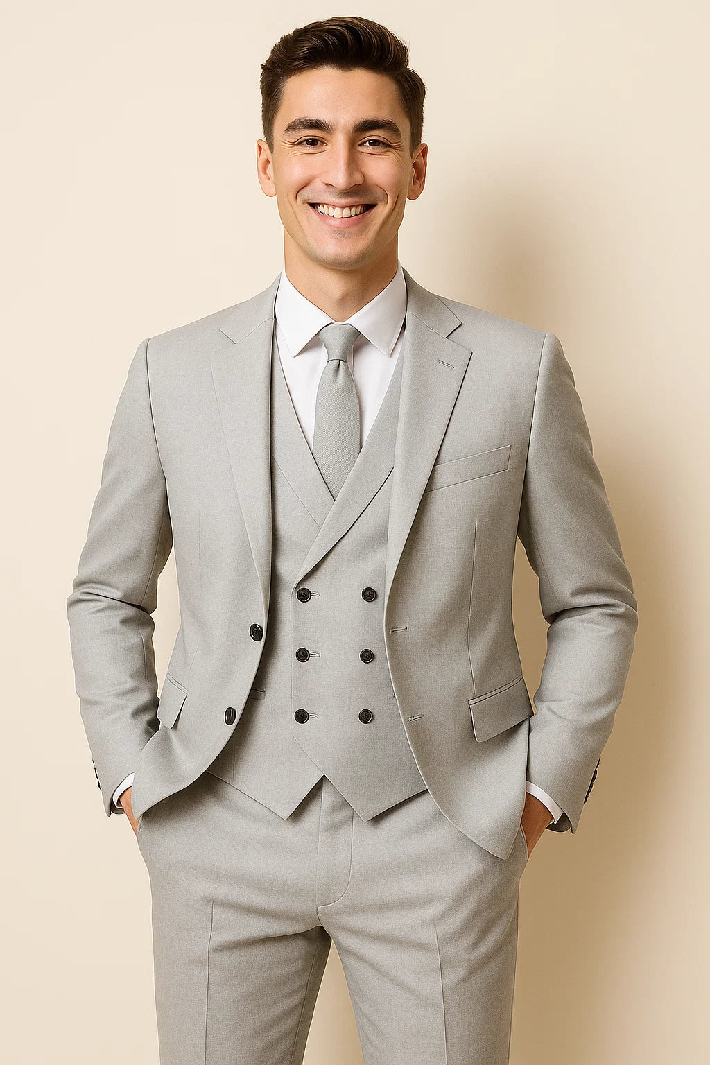 Costume d'affaires moderne 3 pièces pour hommes – Gris