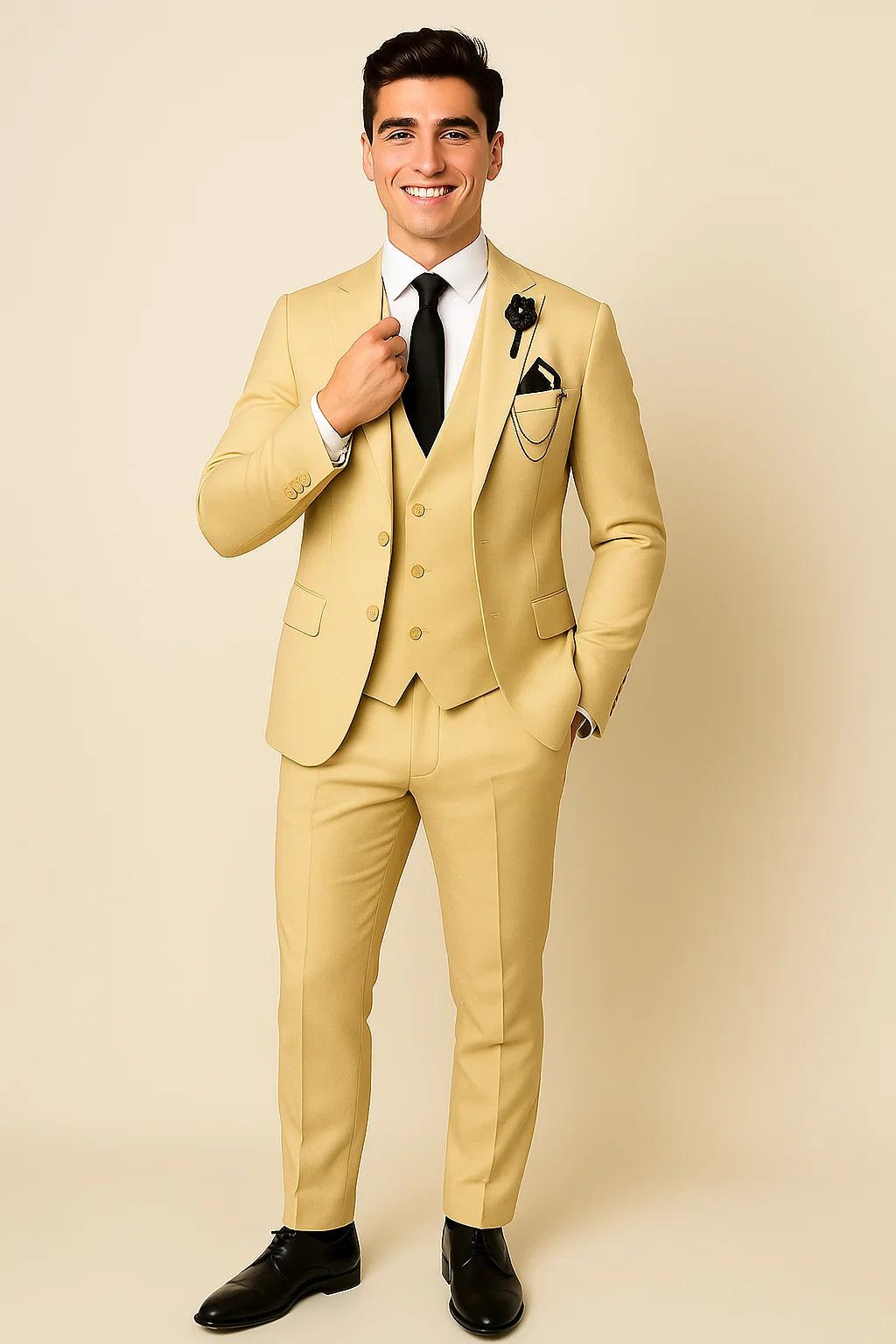 Costume d'affaires moderne 3 pièces pour hommes – Beige