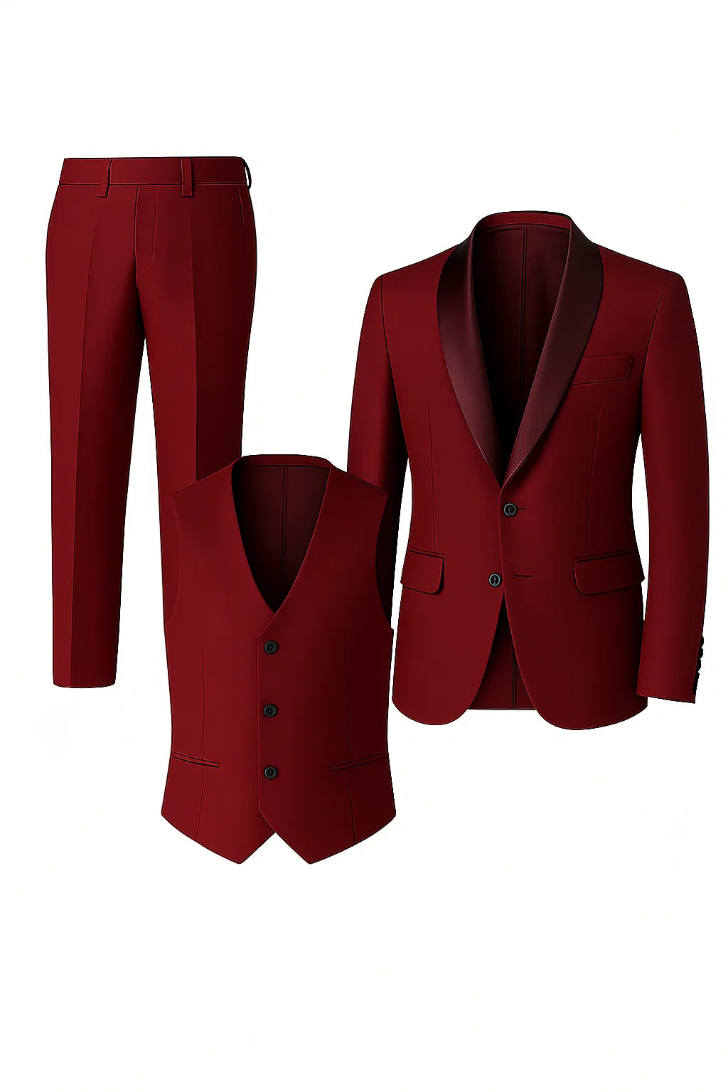 Costume d'affaires moderne 3 pièces pour hommes – Rouge