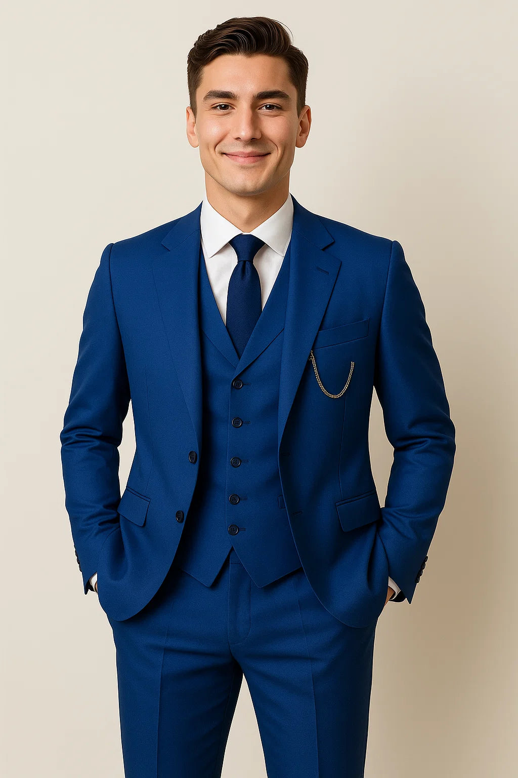 Costume d'affaires moderne 3 pièces pour hommes – Bleu foncé