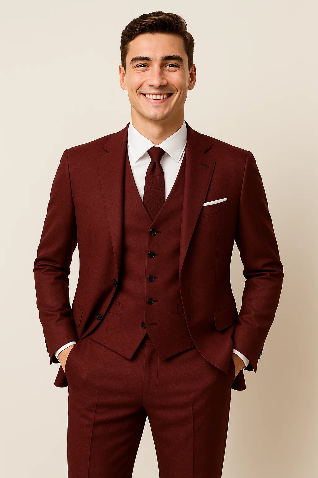 Ensemble Formel 3 Pièces pour Homme – Bordeaux