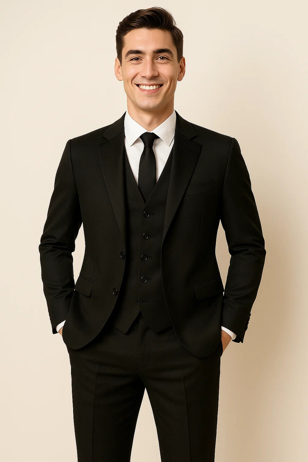 Costume d'affaires moderne 3 pièces pour hommes – Noir