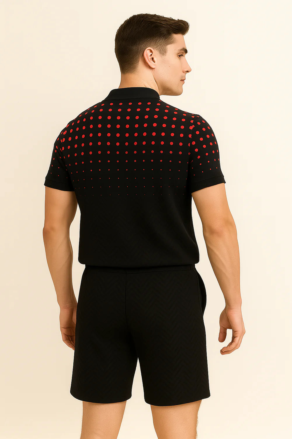 Ensemble Décontracté Moderne pour Homme avec Imprimé Tendance – Rouge-Noir