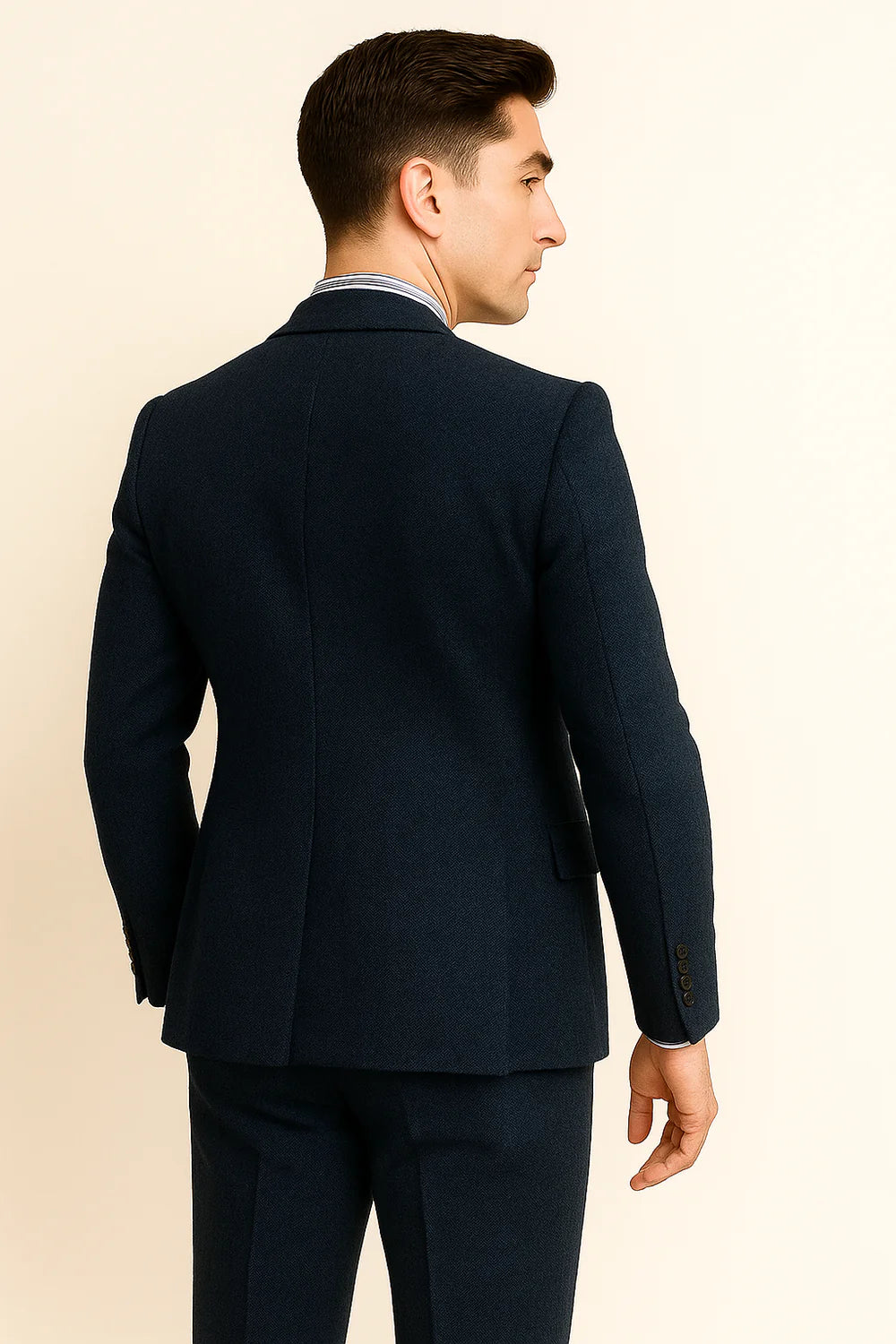 Costume Tuxedo Classique en Tweed pour Homme – Bleu marine