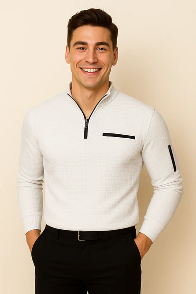 Polo à Manches Longues pour Homme au Style Moderne – Blanc