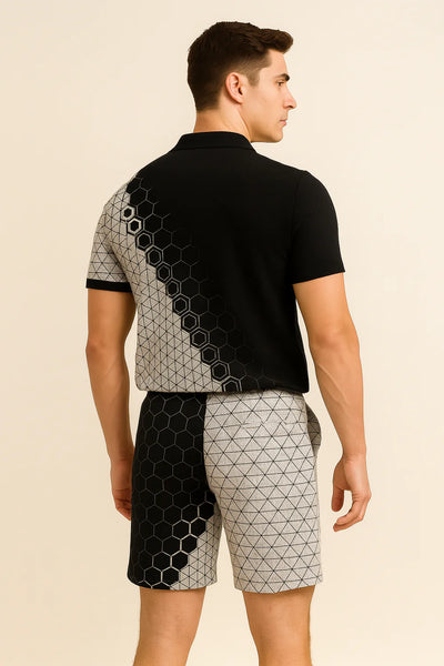Ensemble Décontracté Moderne pour Homme avec Imprimé Tendance – Noir-blanc