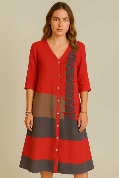 Robe longue d'été à col en V de style moderne pour femmes