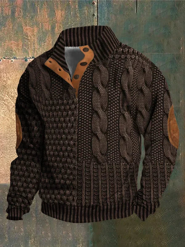 Pull en Maille Homme – Demi-Zip à Torsades avec Charme Classique