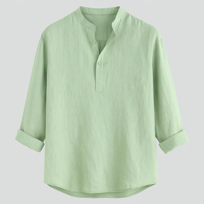 Chemise d'Été Tendance en Lin avec Col pour Homme – Vert clair