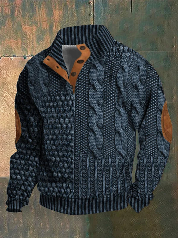 Pull en Maille Homme – Demi-Zip à Torsades avec Charme Classique
