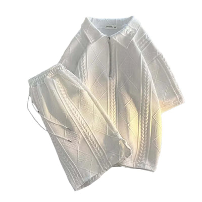 Costume Décontracté Tendance à Manches Courtes pour Homme – Blanc