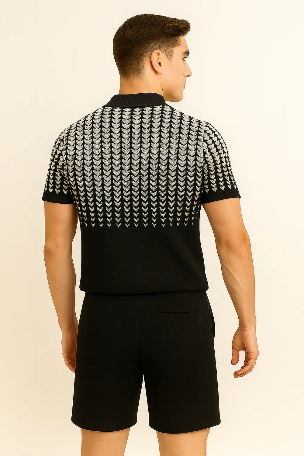 Ensemble Décontracté Moderne pour Homme avec Imprimé Tendance – Blanc-Noir