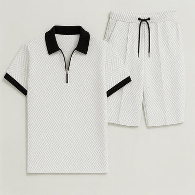 Ensemble Décontracté Moderne pour Homme avec Imprimé Tendance – Blanc