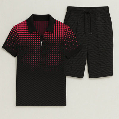 Ensemble Décontracté Moderne pour Homme avec Imprimé Tendance – Rouge-Noir