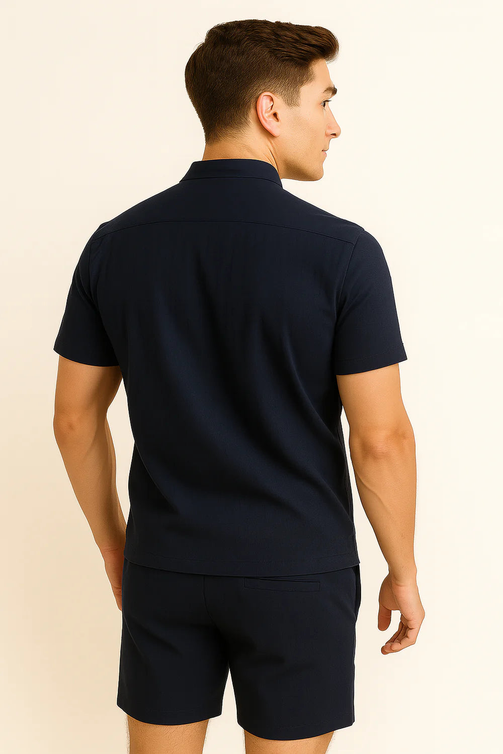 Ensemble élégant pour hommes – Polo et short – Bleu foncé