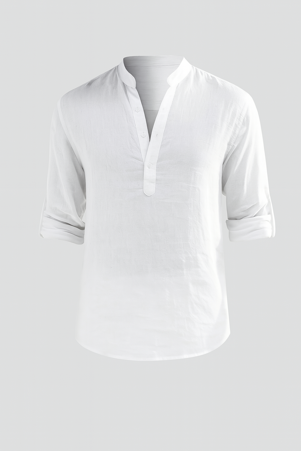 Chemise d'Été Tendance en Lin avec Col pour Homme – Blanc