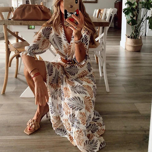 Robe longue imprimée d'inspiration bohème